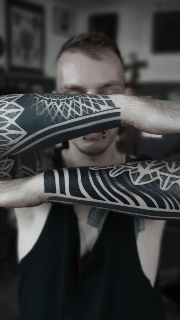 black dotwork tattoo